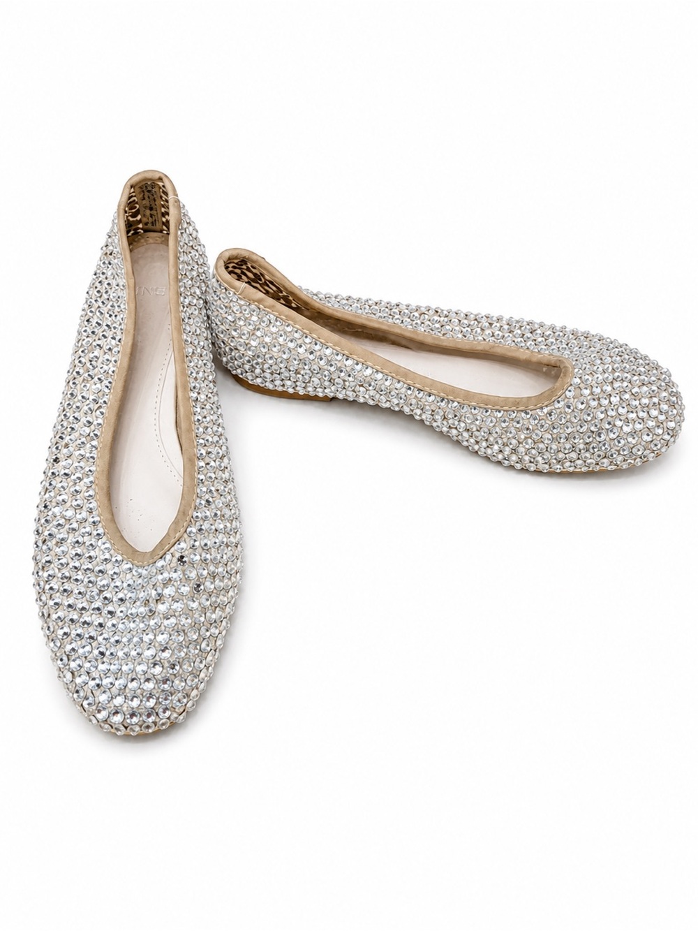 Mango Silver Crystal Embellished Ballet Flats